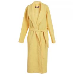 PNG халат за баня вафел с шал яка, жълт, размер S (1 бр.)