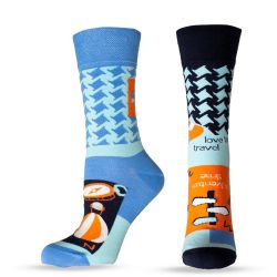 Happy Foottopia чорапи син травел памук 80%, размер 35 - 38 (1 бр.)