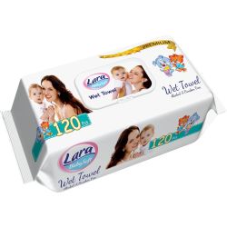 Lara Premium бебешки мокри кърпи с капак (120 бр.)
