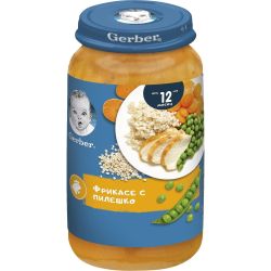 Gerber Junior пюре фрикасе с пилешко, от 12-ия месец, бурканче (250 г)
