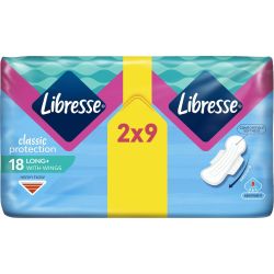 Libresse Classic Protection Long+ с крилца, дамски превръзки, 2 бр. х 9 бр. (18 бр.)