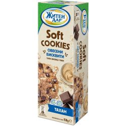 Житен дар Soft Cookies меки овесени бисквити тахан и тъмен шоколад (150 г)