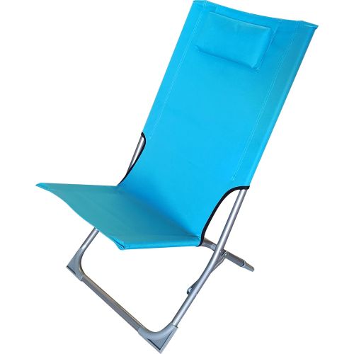 Оксфорд плажен стол с възглавница 49 см х 69 см х 81 см, син (1 бр.)