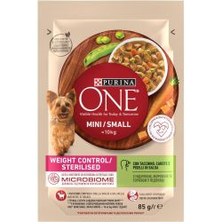 Purina One Mini храна за кучета с пуйка и моркови, пауч (85 г)