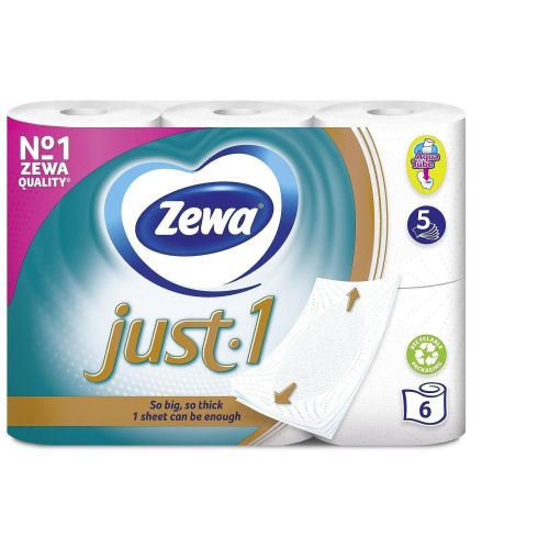Zewa Just 1 петпластова тоалетна хартия (6 бр.)