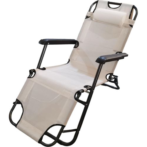 Къмпинг шезлонг 125 см х 60 см х 78 см, бежов (1 бр.)