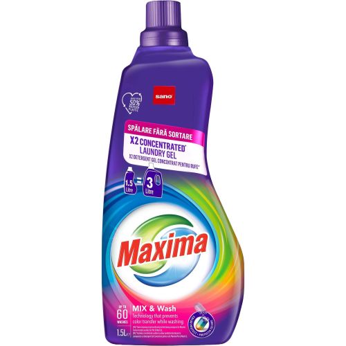 Sano Maxima Mix & Wash гел за пране концентриран, 60 пранета (1.5 л)