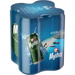 Mythos бира в кен, 4 бр. х 500 мл (2 л)