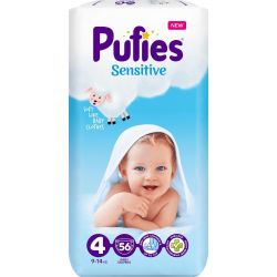 Pufies Sensitive пелени Maxi 4, 9 кг - 14 кг (56 бр.)