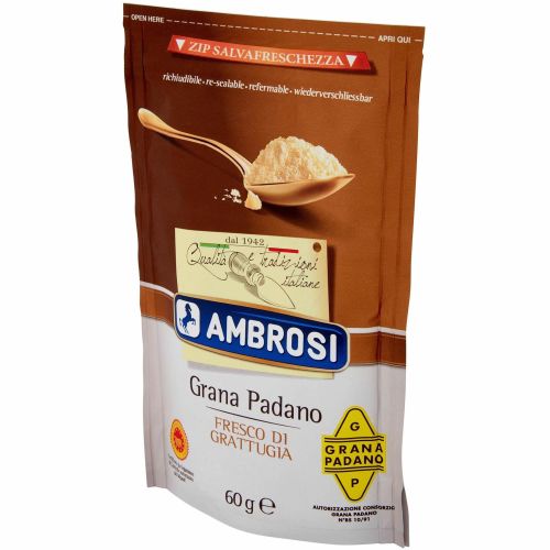 Ambrosi сирене Грана Падано, настъргано, 9 месеца, ЗНП (60 г)