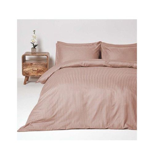 Aglika спален комплект 5 части, сатен, райе, пепел от рози, 220 х 240 см (1 бр.)