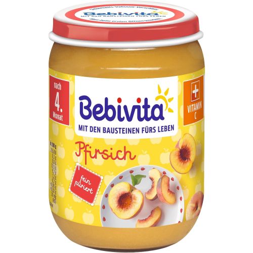 Bebivita пюре праскови, 5+ месеца (190 г)