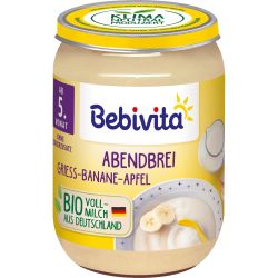 Bebivita био млечна каша грис, ябълка и банан, 5+ месеца (190 г)