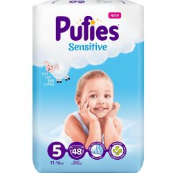 Pufies Sensitive пелени Junior 5, 11 кг - 16 кг (48 бр.)