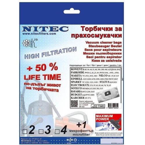 Nitec Filters 3 броя торбички за прахосмукачка, 2 филтъра за Karcher, Electrolux (1 бр.)