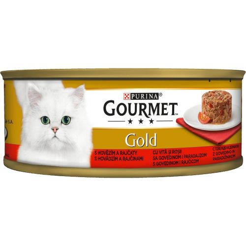 Purina Gourmet Gold Savoury храна за котки говеждо и домати (85 г)