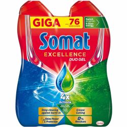 Somat Excellence Duo Gel гел за миялна машина, 2 бр. х 684 мл, 76 измивания (1.368 л)