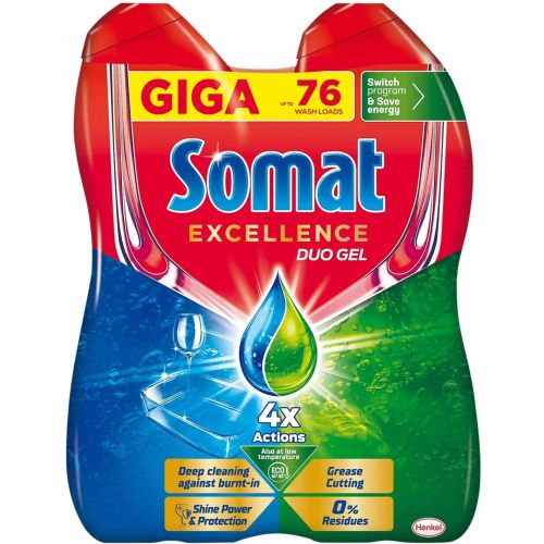 Somat Excellence Duo Gel гел за миялна машина, 2 бр. х 684 мл, 76 измивания (1.368 л)