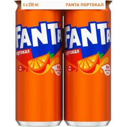 Fanta портокал газирана безалкохолна напитка, 4 бр. х 330 мл (1.32 л)