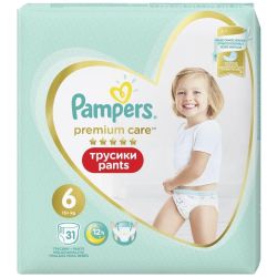 Pampers Premium Care гащички размер 6, 15+ кг, 31 бр. (31 бр.)