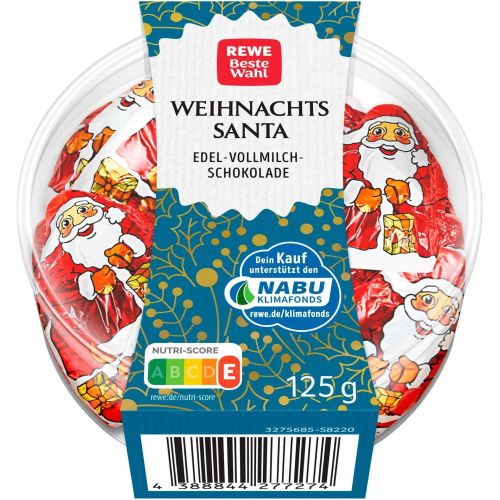 REWE мини шоколадови Дядо Коледа (125 г)