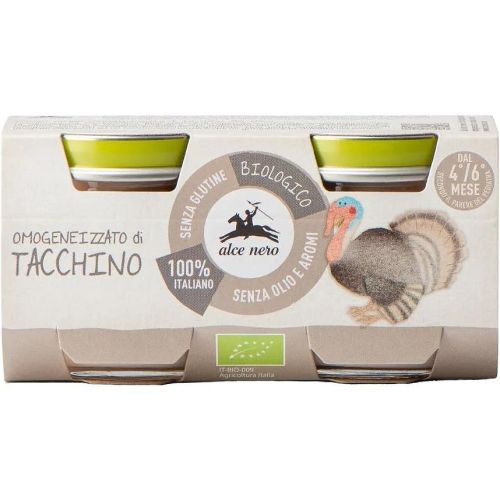 Alce Nero био пюре пуешко месо, 4 - 6 месеца, 2 бр. х 80 г (160 г)