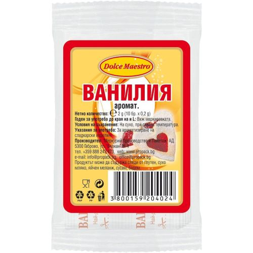 Dolce Maestro ванилия, 10 бр. х 0.2 г (2 г)