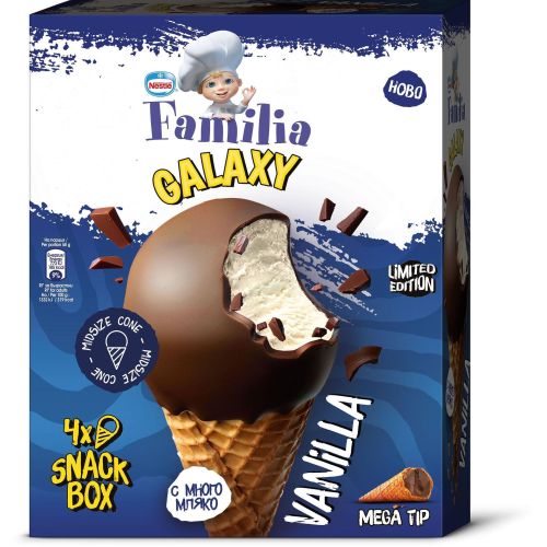 Nestle Familia Galaxy сладолед ванилия, 4 бр. х 58 г (232 г)