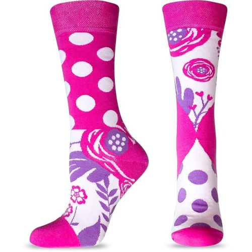 Happy Foottopia чорапи цикламени цветя памук 80%, размер 39 - 42 (1 бр.)