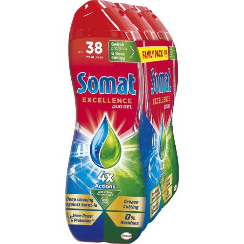 Somat Excellence Duo Gel гел за съдомиялна, 114 измивания, 3 бр. × 684 мл (2.052 л)