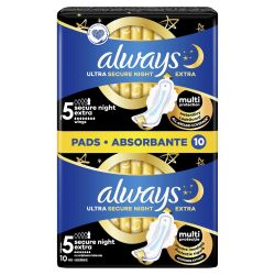 Always Ultra Secure Night Extra Duo дамски превръзки (10 бр.)