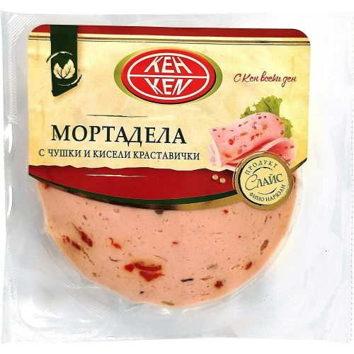 Кен мортадела с чушки и кисели краставички слайс (150 г)