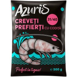 Azuris замразени чистени варени скариди ванамей с опашка, 31/40 (500 г)