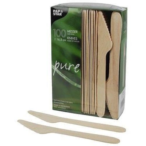 Papstar Pure дървени ножове, 165 мм (100 бр.)
