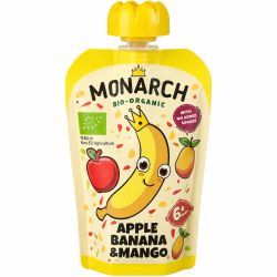 Monarch био пюре ябълка, банан и манго 6м+ (100 г)