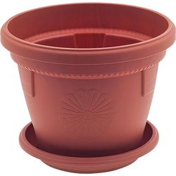 Саксия Гербер с подложка, кафява ф 14 см (1 бр.)