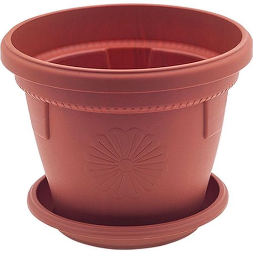 Саксия Гербер с подложка, кафява ф 14 см (1 бр.)