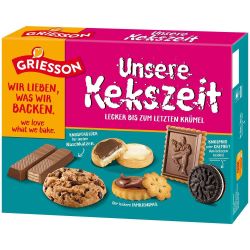 Griesson Време за бисквити – микс с млечен, бял и тъмен шоколад (397 г)