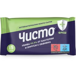 Чисто Фреш антибактериални мокри кърпи (15 бр.)