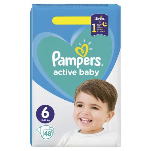 Pampers Active Baby пелени Extra Large 6, 13 кг - 18 кг (48 бр.)