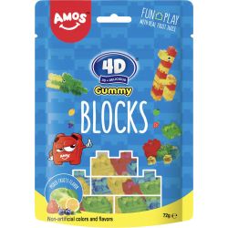 Amos 4D Gummy Blocks желирани бонбони микс (72 г)
