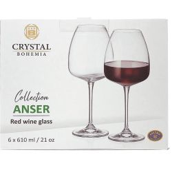 Bohemia Crystal Collection Anser комплект чаши за червено вино 610 мл (6 бр.)