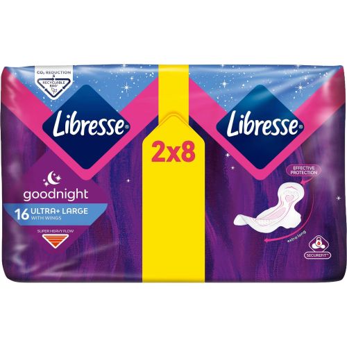 Libresse Goodnight Ultra Large+ дамски превръзки с крилца (16 бр.)
