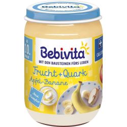 Bebivita плодова извара ябълки, банан и извара, 10+ месеца (190 г)