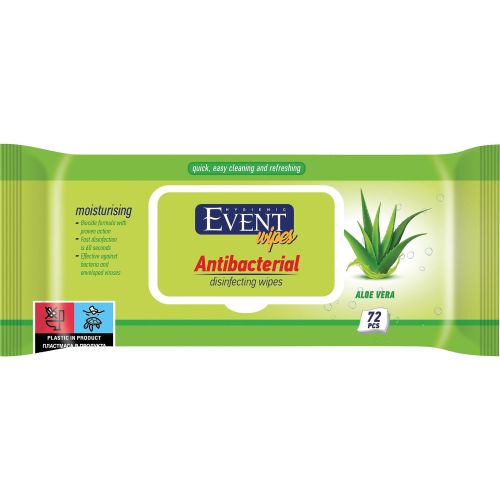 Event влажни кърпички алое вера антибактериални (72 бр.)