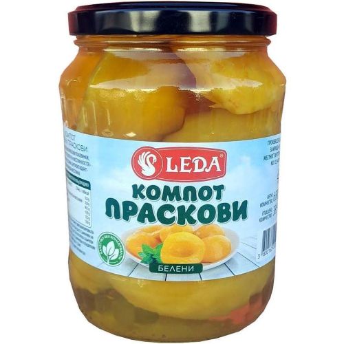 Leda компот от праскови, белени (680 г)