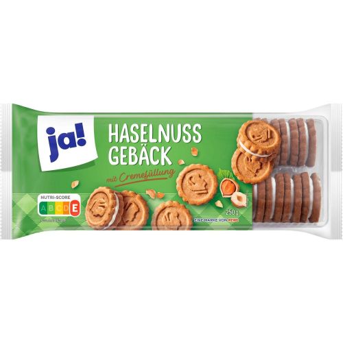 JA! бисквити с лешников пълнеж (250 г)