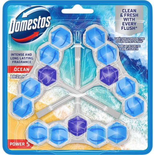 Domestos Power 5 ароматизатор за тоалетна океан, 3 бр. х 50 г (150 г)