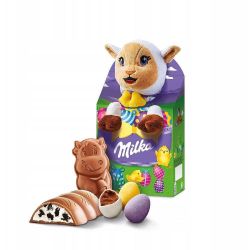 Milka великденска плюшена играчка с шоколад, различни визии (96 г)