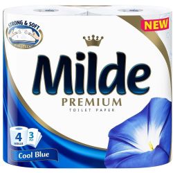 Milde тоалетна хартия, трипластова, Cool Blue (4 бр.)
